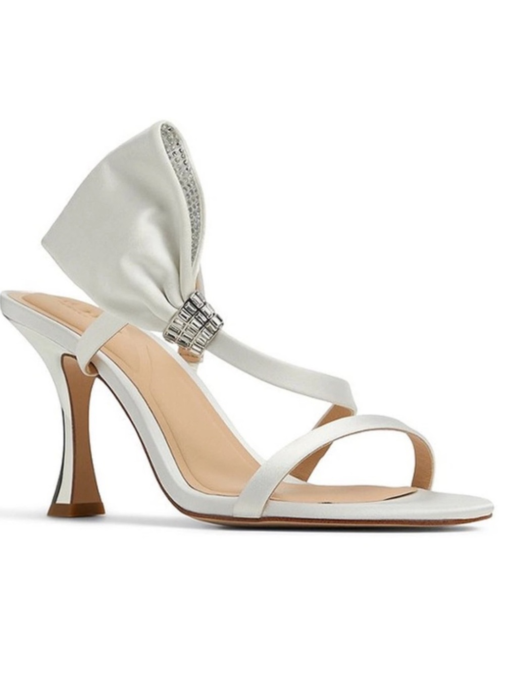 Ted baker London belle white satin crystal bow high heels sandals bridal sz 8.5
